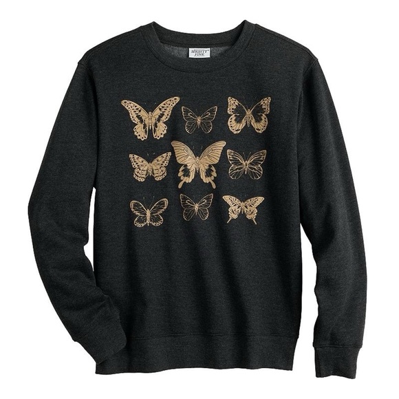 Mighty Fine Grey butterfly grid sweatshirt - Picture 1 of 6